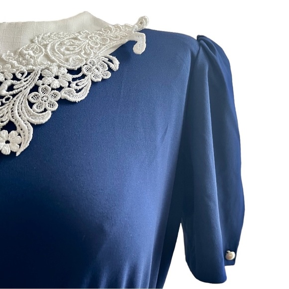 VINTAGE Whirlaway Frocks Secretary Dress sz 6P Lace Collar Grandmacore Cottage - Picture 5 of 12
